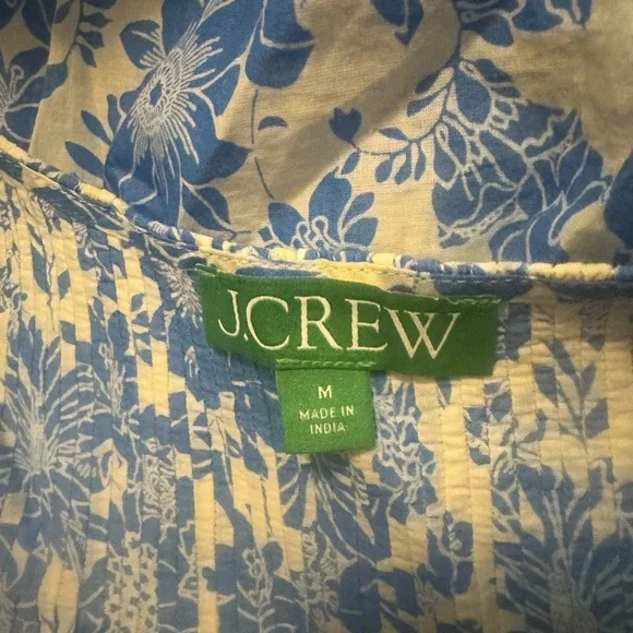 J. Crew  Halter Cross-back Cotton Voile Cover-up Dress In Blue Floral Size M - Picture 5 of 7